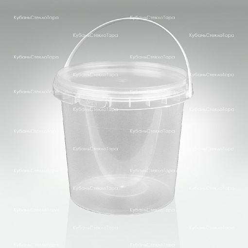 Ведро 1 л прозрачное с крышкой (МП) пластик оптом и по оптовым ценам в Самаре