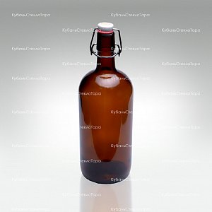 Бутылка «Бугельная» 1л. (Коричневая) стеклянная с пробкой оптом и по оптовым ценам в Самаре