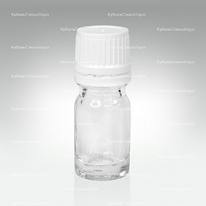 Флакон для капель 0,005 л (18) прозрачное стекло с белой винтовой крышкой КПВ оптом и по оптовым ценам в Самаре