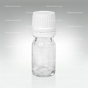 Флакон для капель 0,005 л (18) прозрачное стекло с белой винтовой крышкой КПВ оптом и по оптовым ценам в Самаре